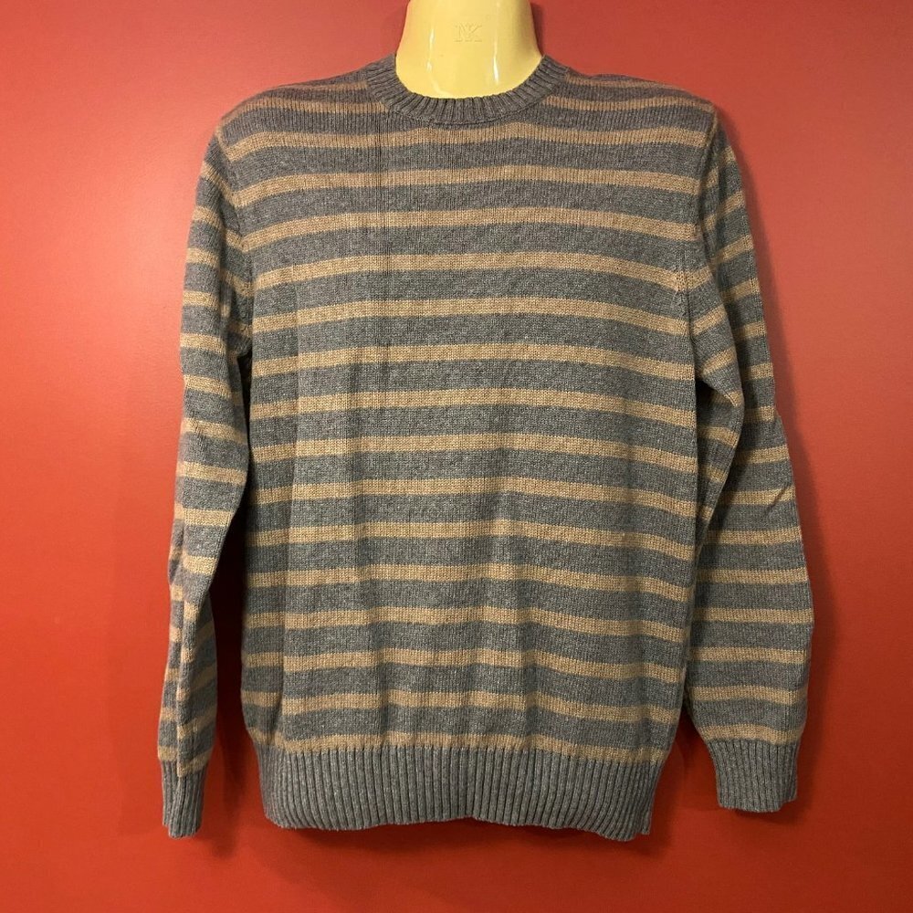 ⭐4 FOR $20⭐ GAP Men's Grey / Tan Striped Sweater - Size Large